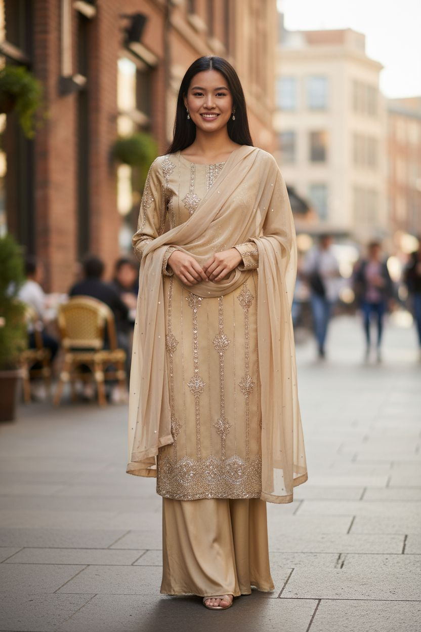 GOLD 3PC SHARARA-DELIVERY 4 WEEKS