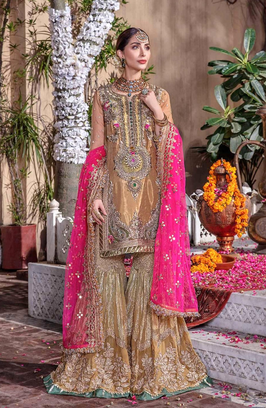 ROSE GOLD 3PC GHARARA - 3/4 WKS DELIVERY