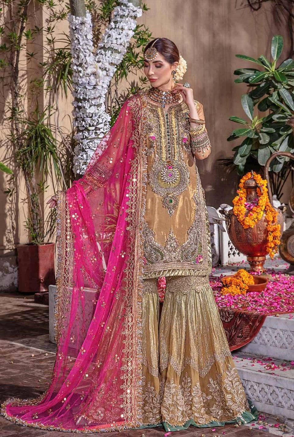 ROSE GOLD 3PC GHARARA - 3/4 WKS DELIVERY