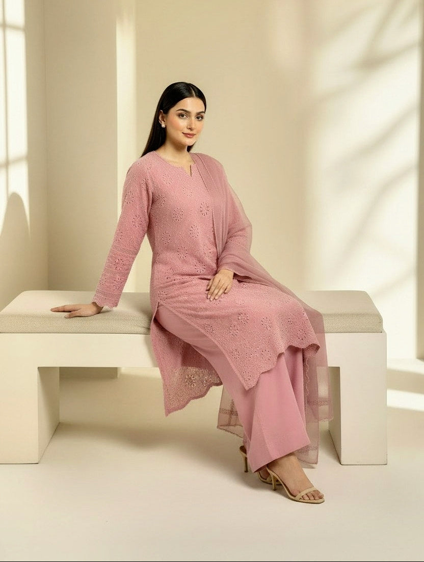 CHIKAN 3PC SUMMER WEAR LILAC - IMMEDIATE DELIVERY