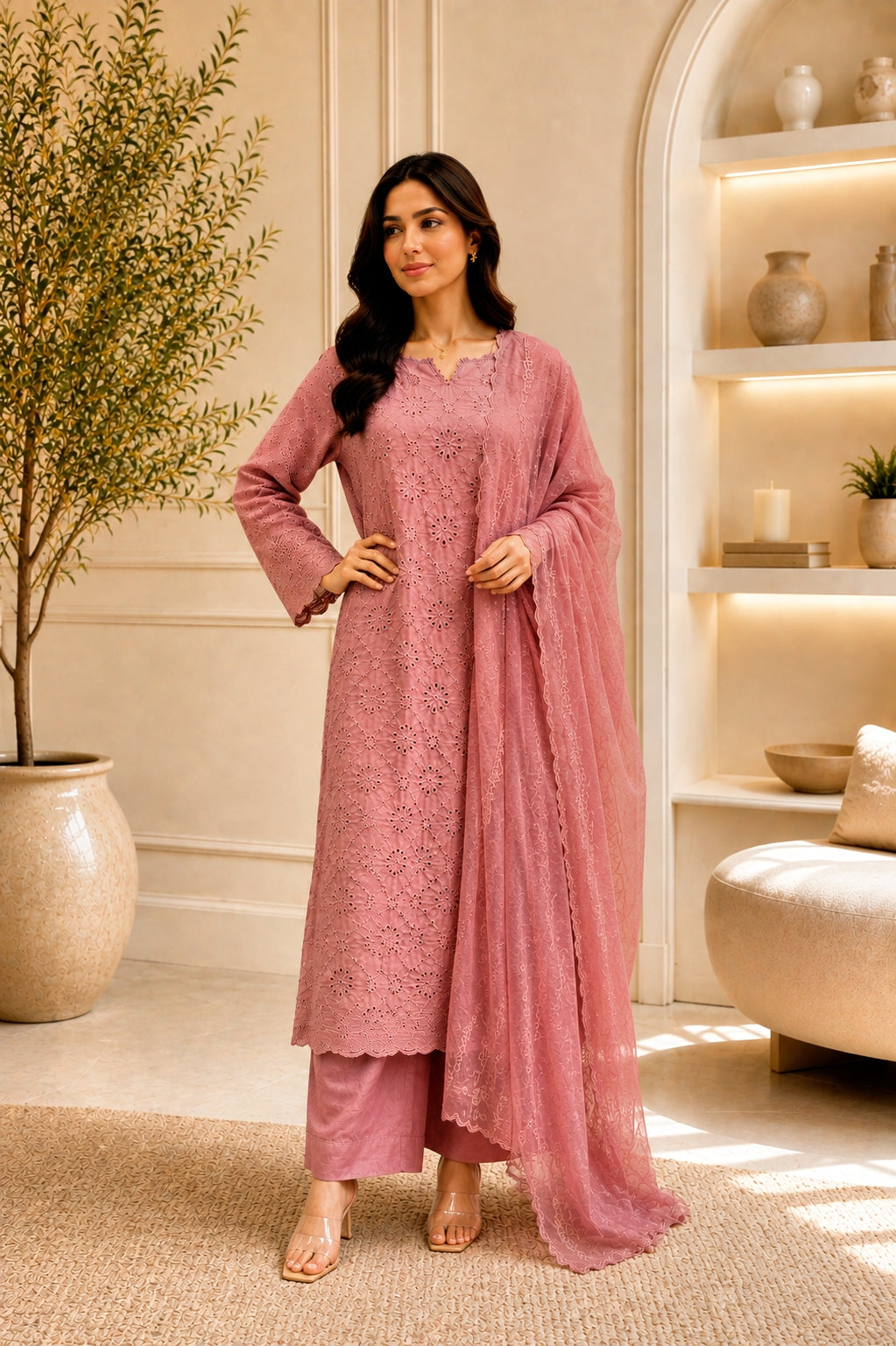 CHIKAN 3PC SUMMER WEAR LILAC - IMMEDIATE DELIVERY