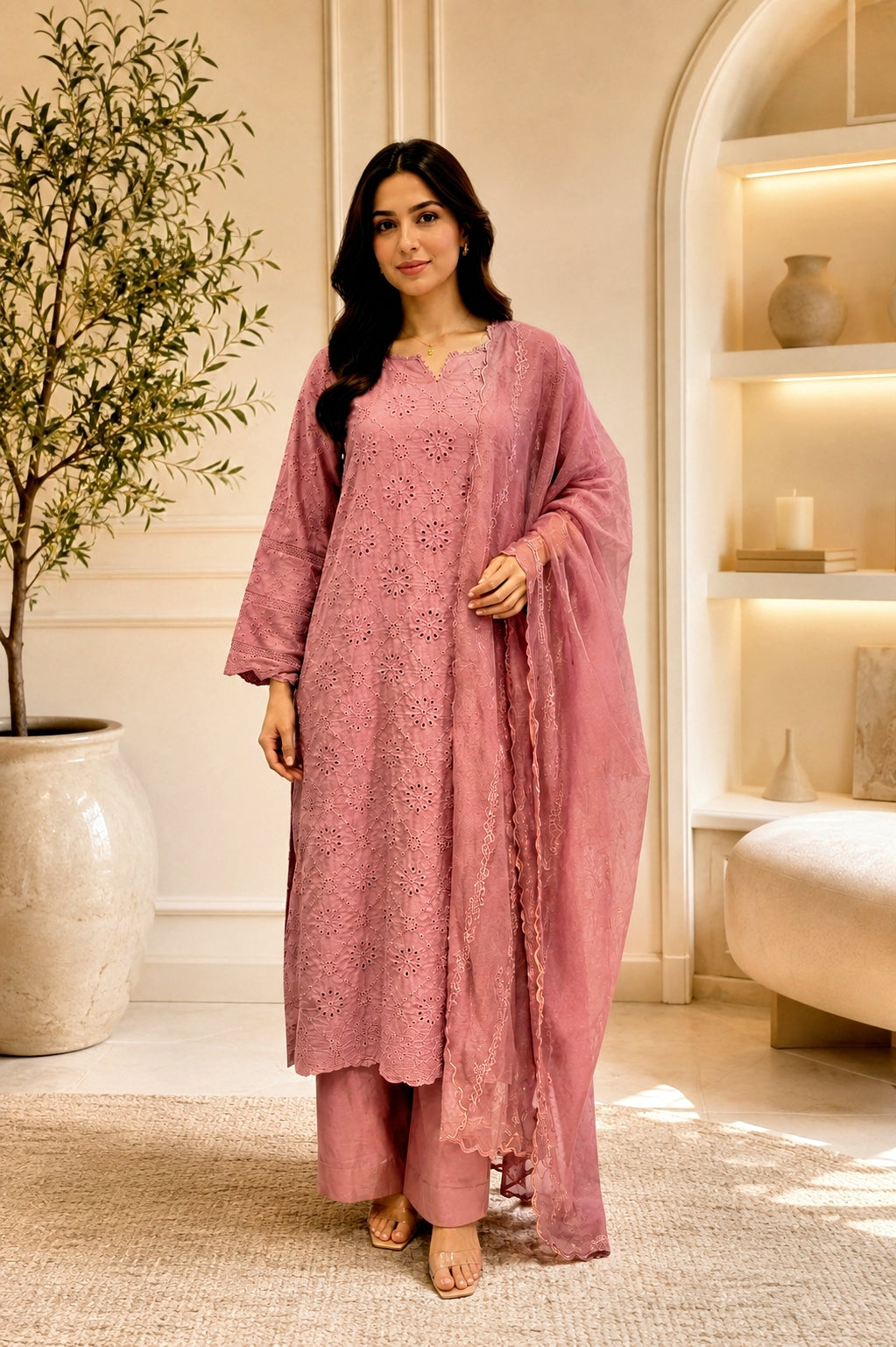 CHIKAN 3PC SUMMER WEAR LILAC - IMMEDIATE DELIVERY