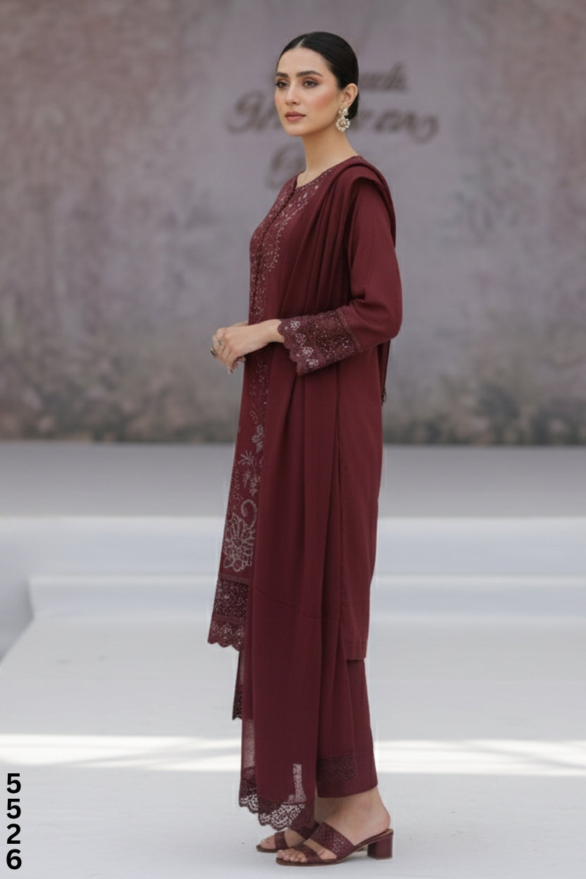 DHANAK 3PC EMBROIDERED - DELIVERY 1 WEEK