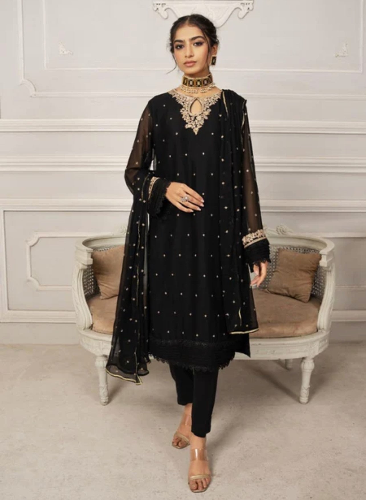 agha jaan 3pc chiffon-immediate delivery