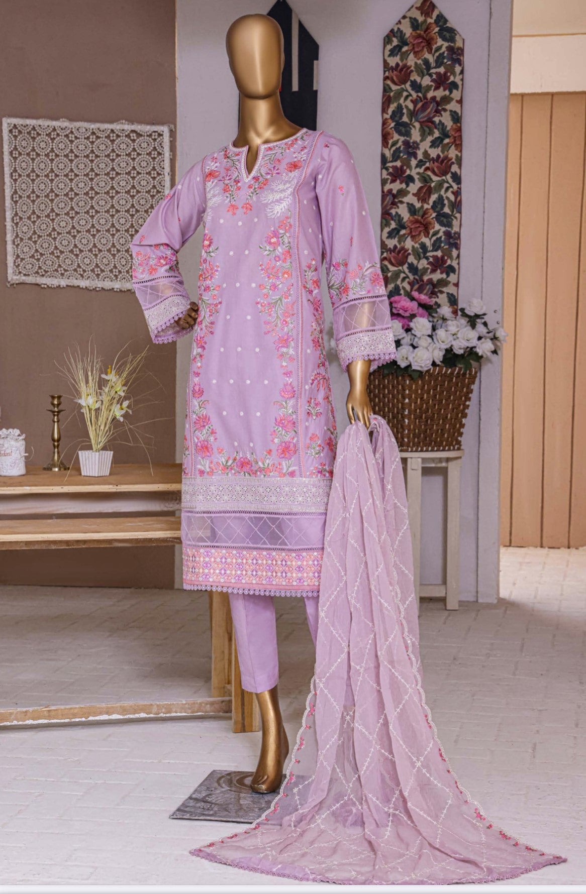 bin saeed 3pc embroidered-immediate delivery