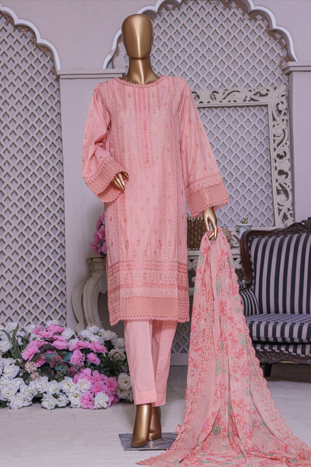 bin saeed 3pc embroidered-immediate delivery