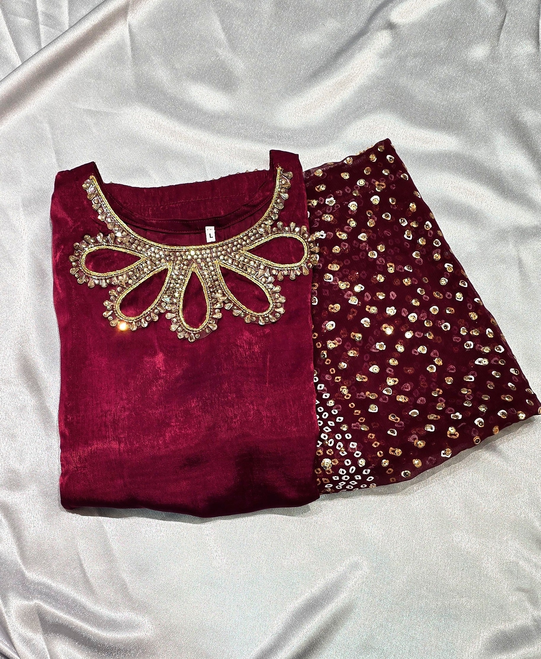 MAROON 3PC CHUNRI-IMMEDIATE DELIVERY