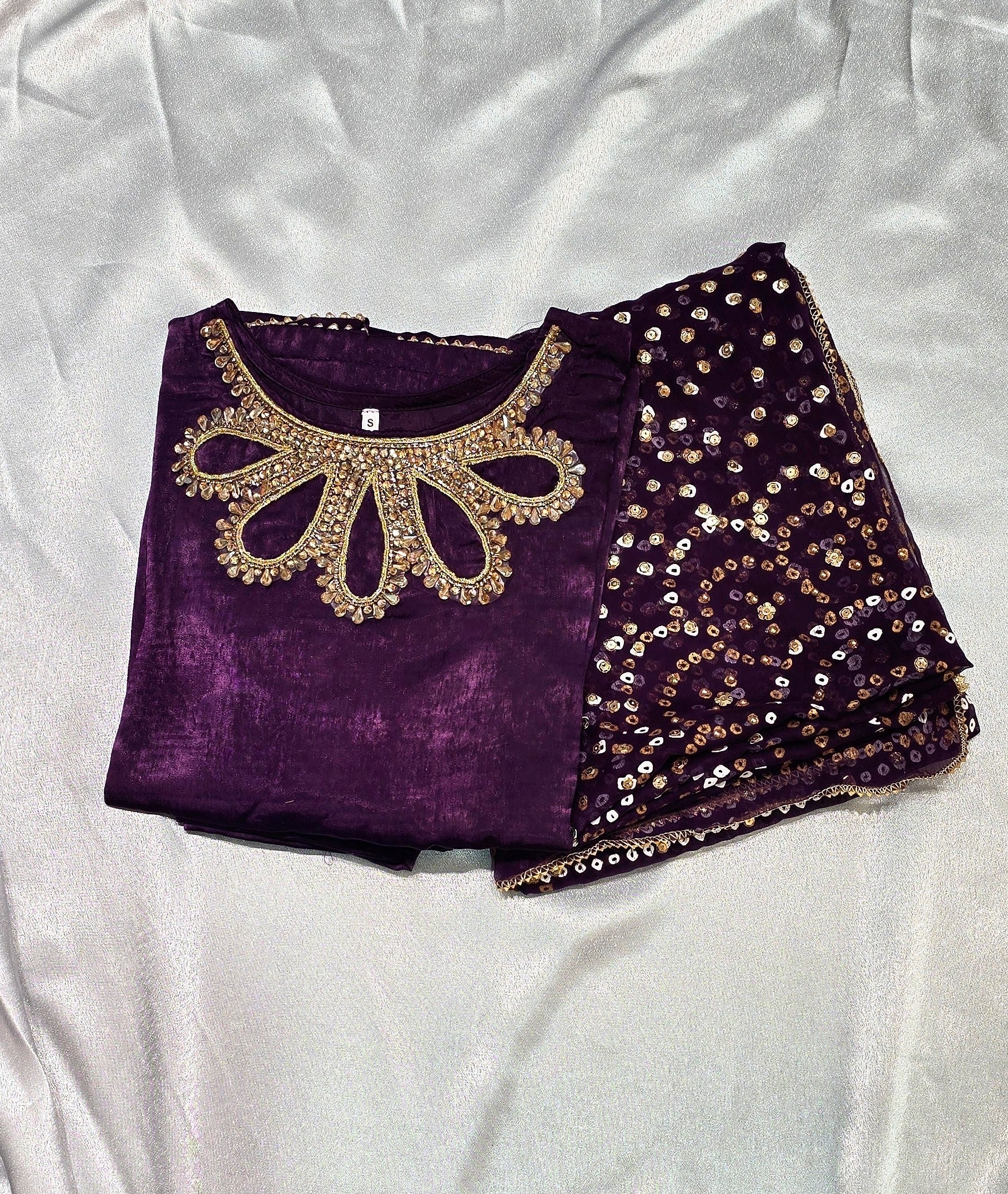 PURPLE 3PC CHUNRI-IMMEDIATE DELIVERY