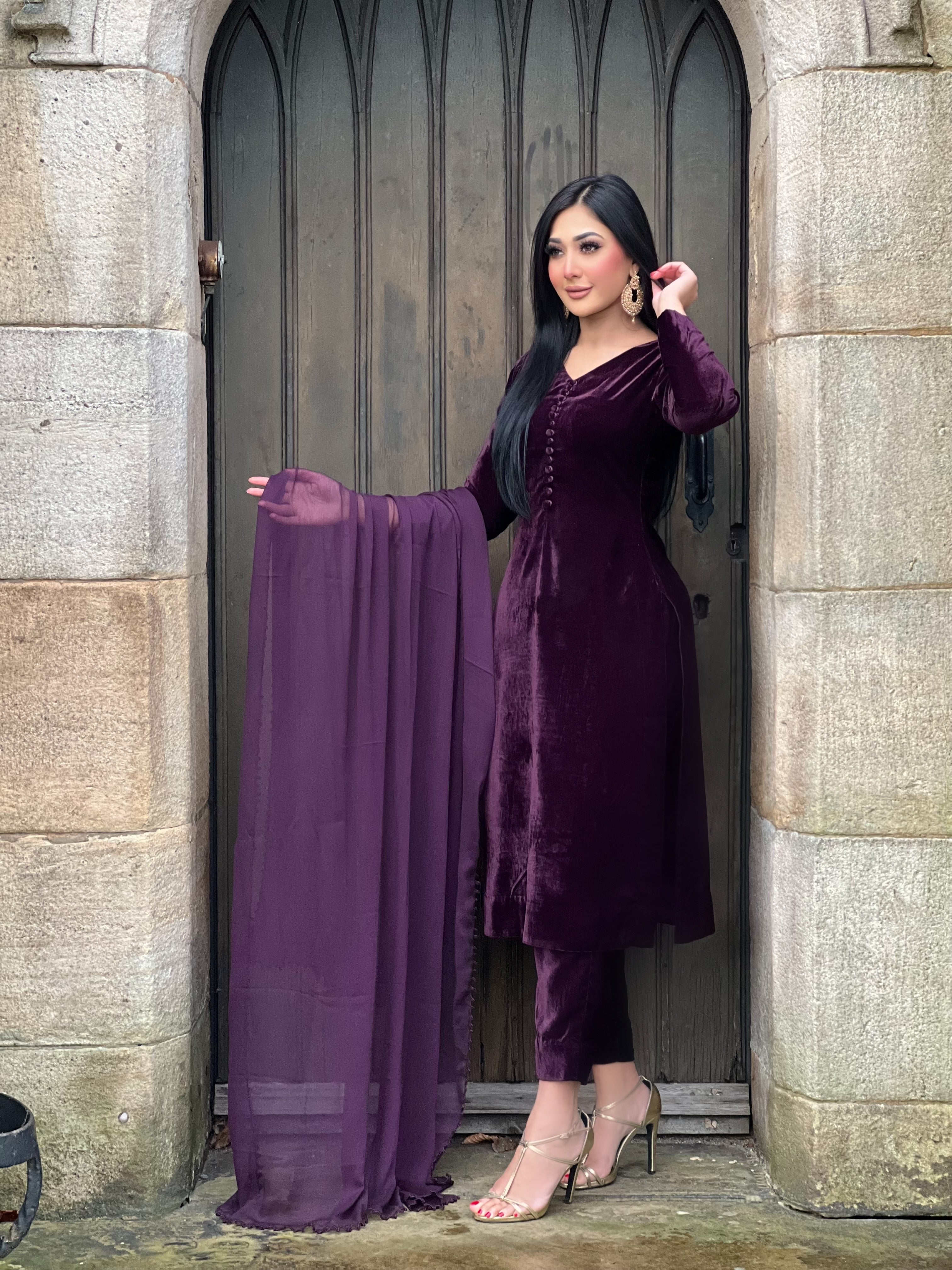 PLUM PLAIN 3PC VELVET-PRE ORDER 3WKS