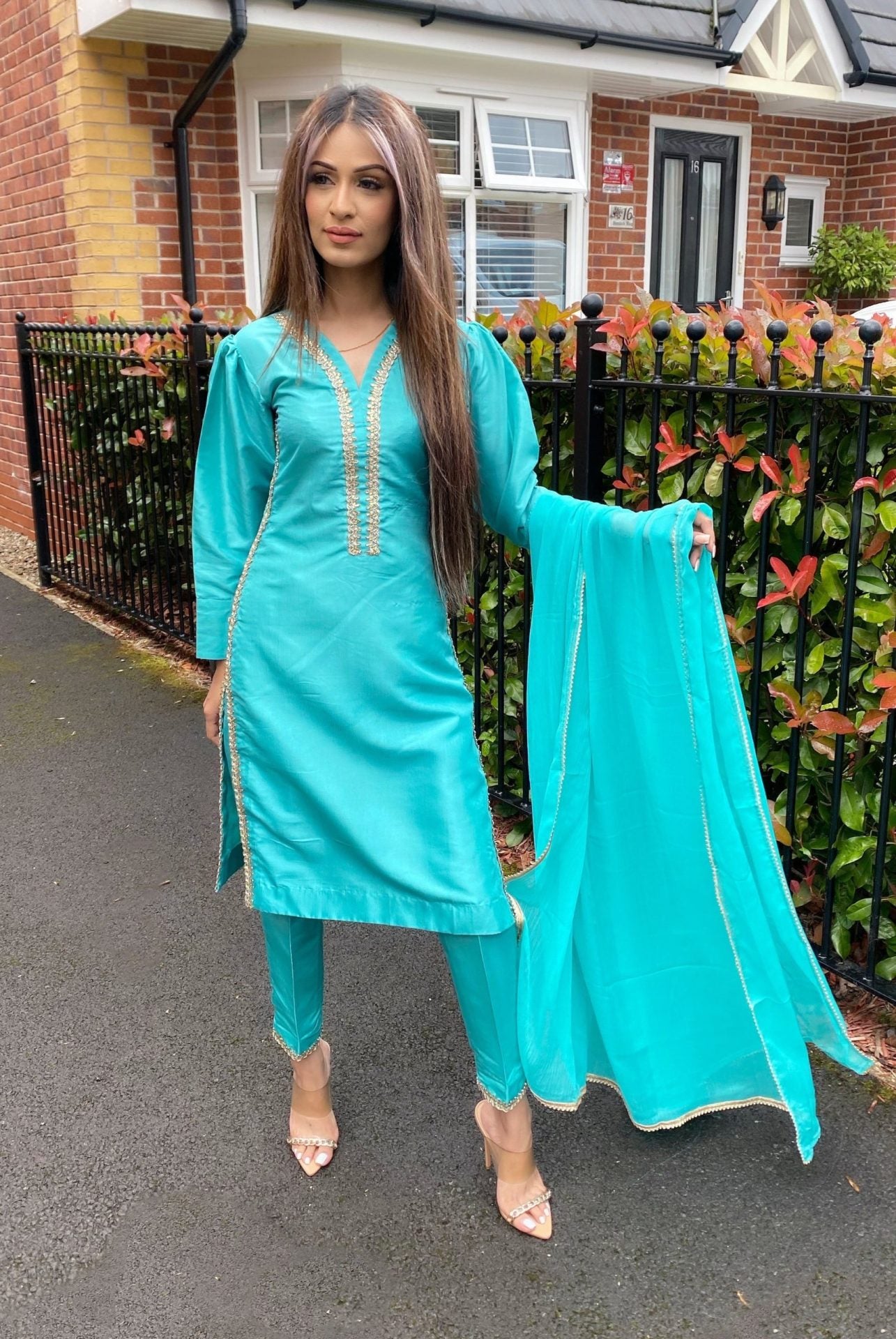 TURQUOISE 3PC SUIT - IMMEDATE DELIVERY