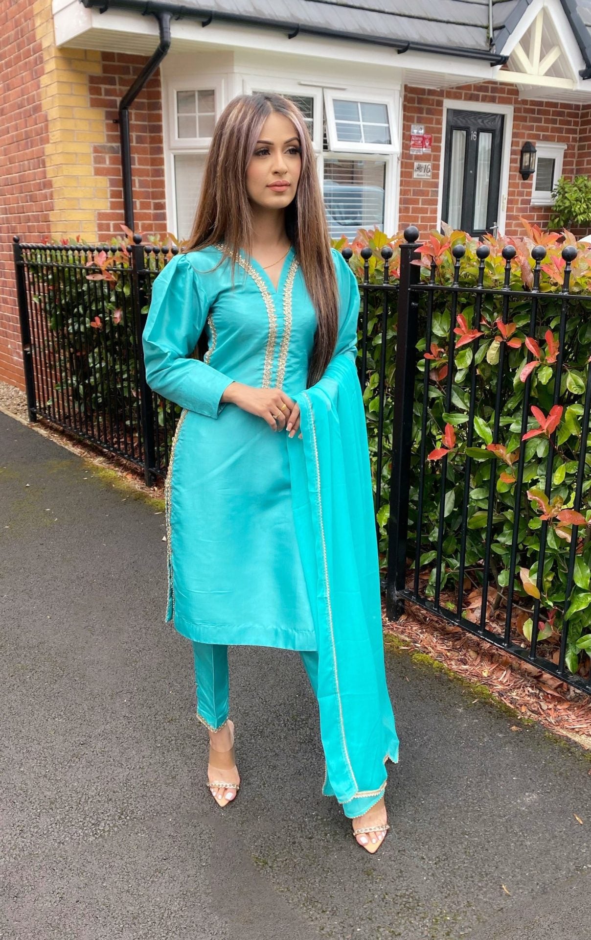 TURQUOISE 3PC SUIT - IMMEDATE DELIVERY