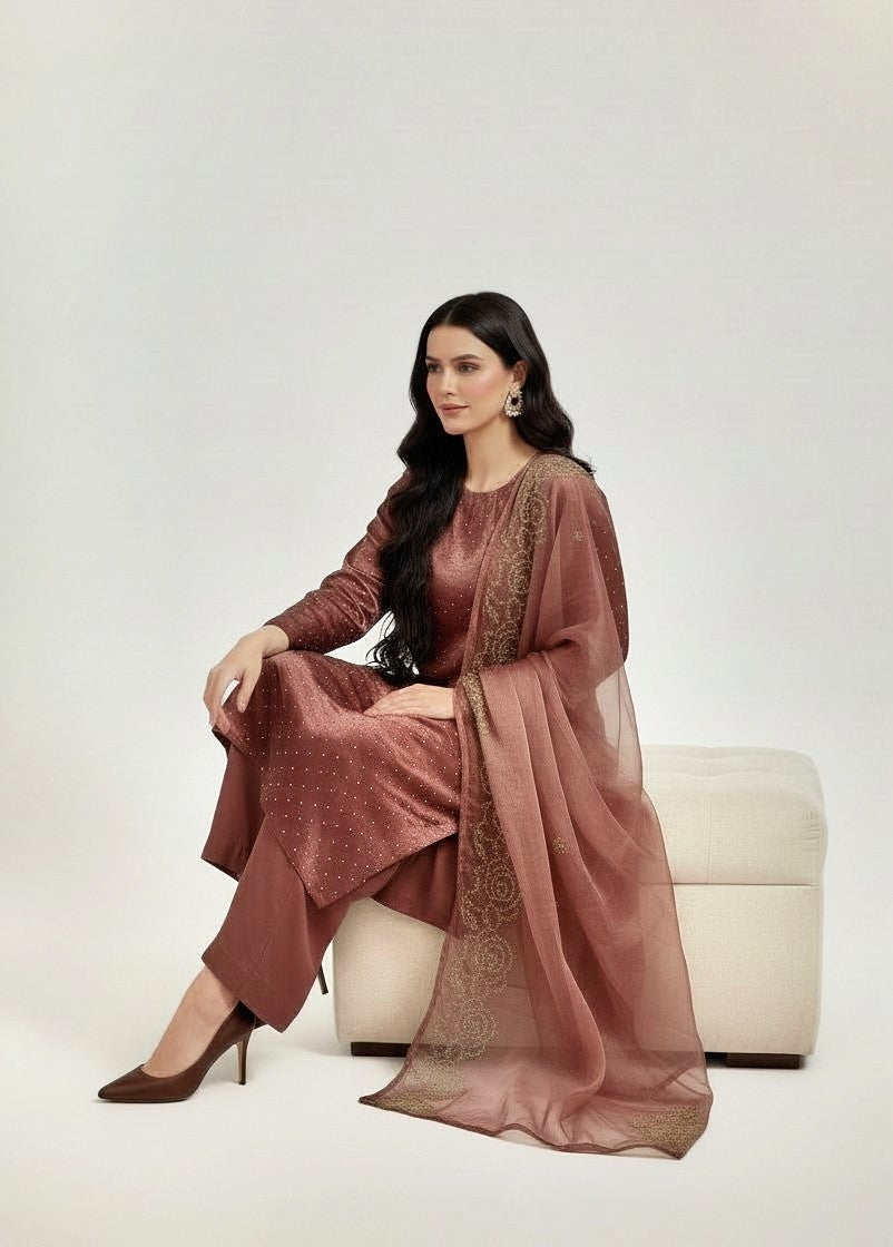 ROSE GOLD 3PC SHEESHA SILK-NEXT DAY DELIVERY OPTION-LIMITED STOCK