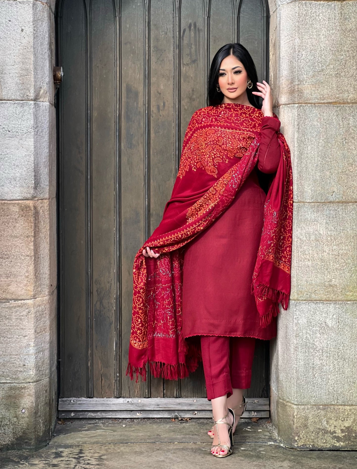 MAROON 3PC PASHMINA - IMMEDIATE DELIVERY