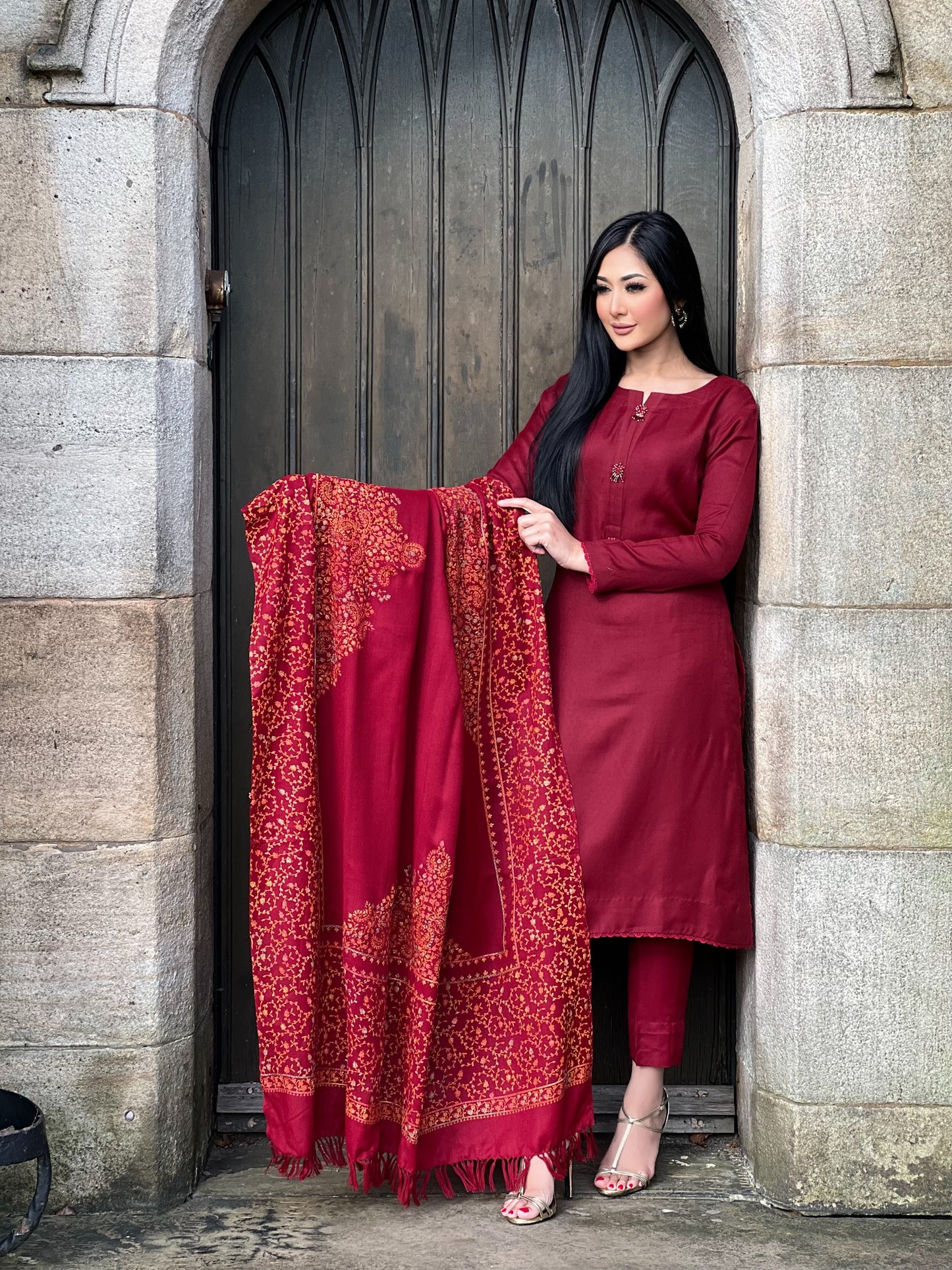 MAROON 3PC PASHMINA - IMMEDIATE DELIVERY