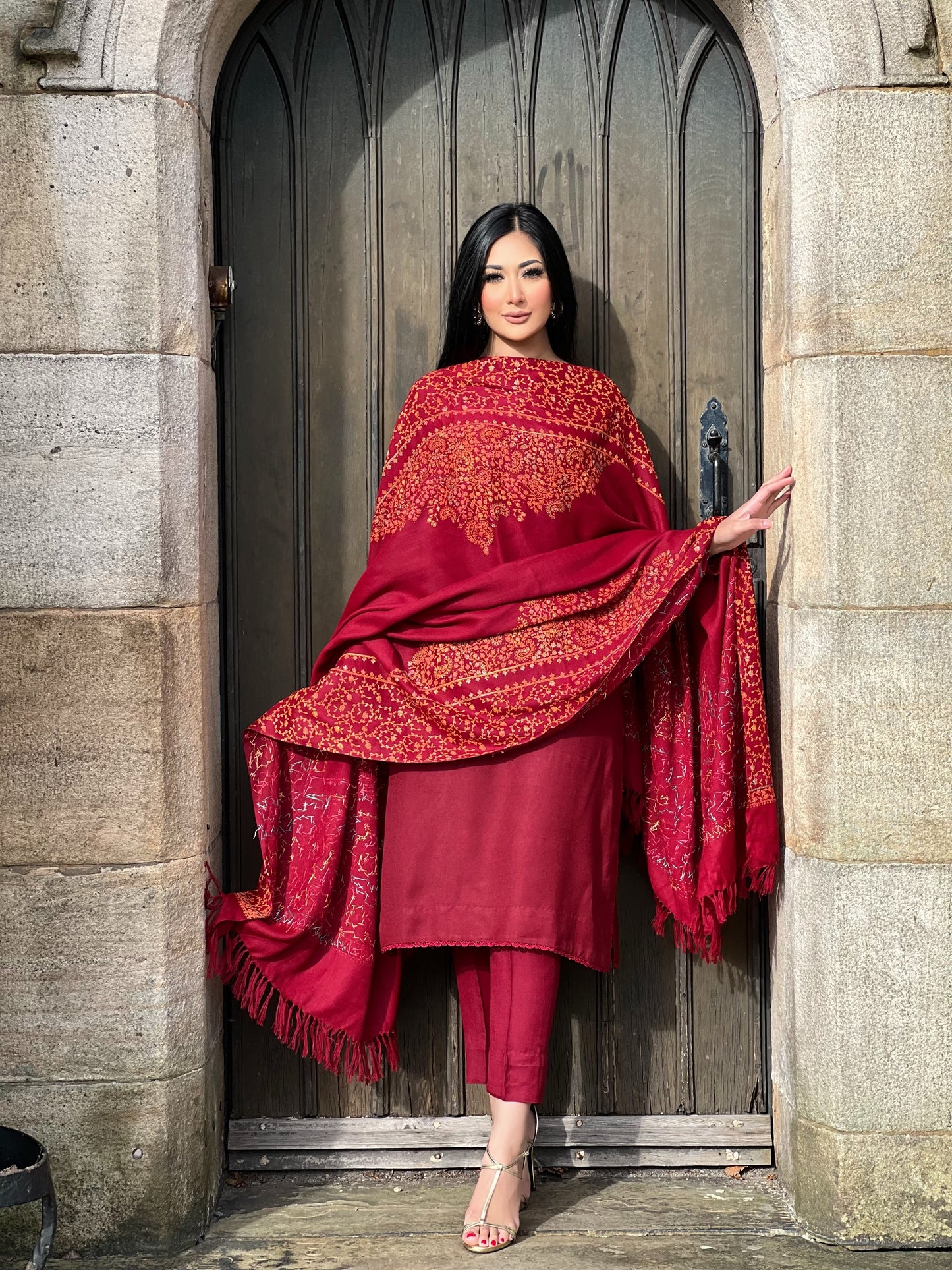 MAROON 3PC PASHMINA - IMMEDIATE DELIVERY