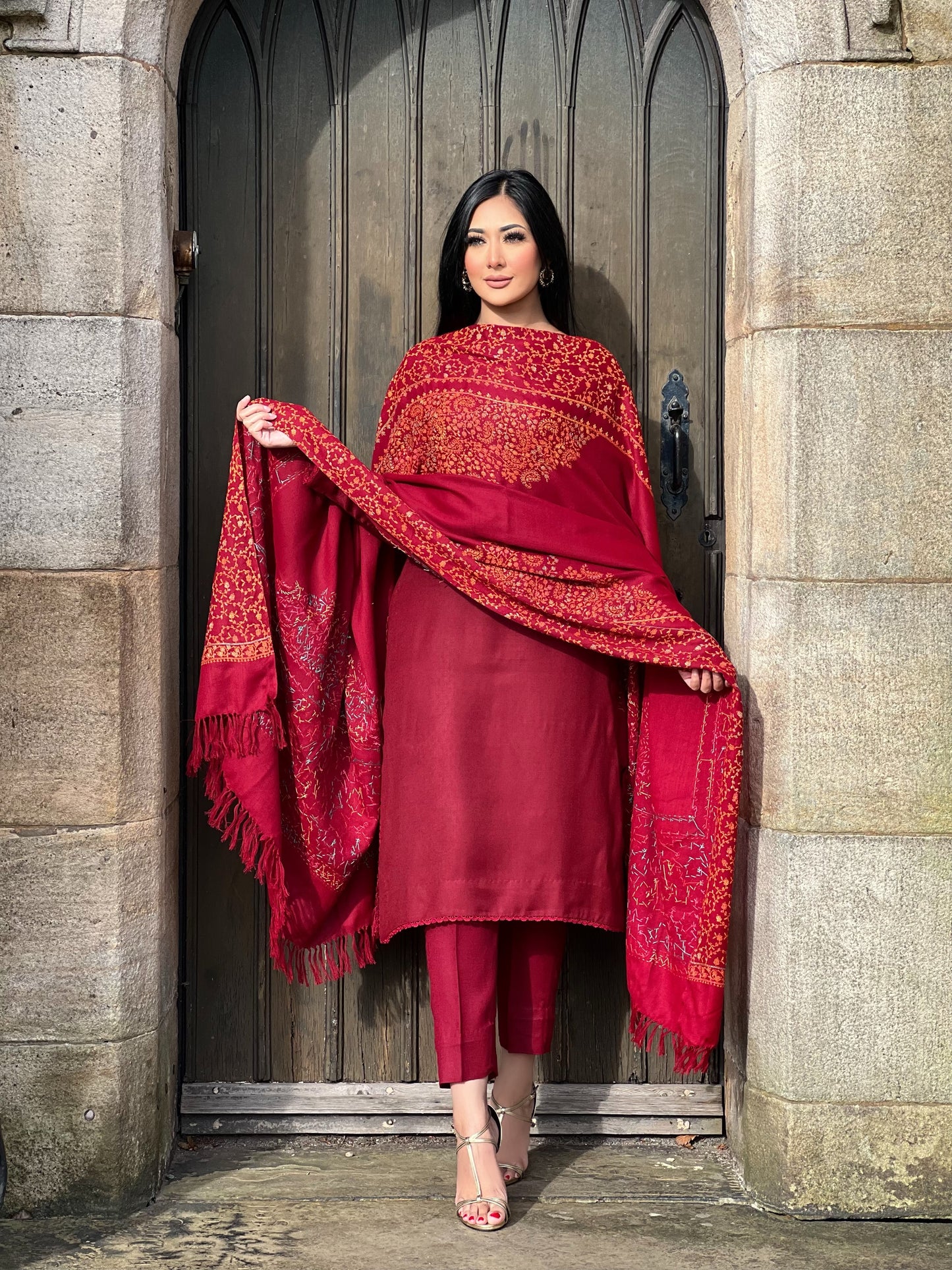 MAROON 3PC PASHMINA - IMMEDIATE DELIVERY