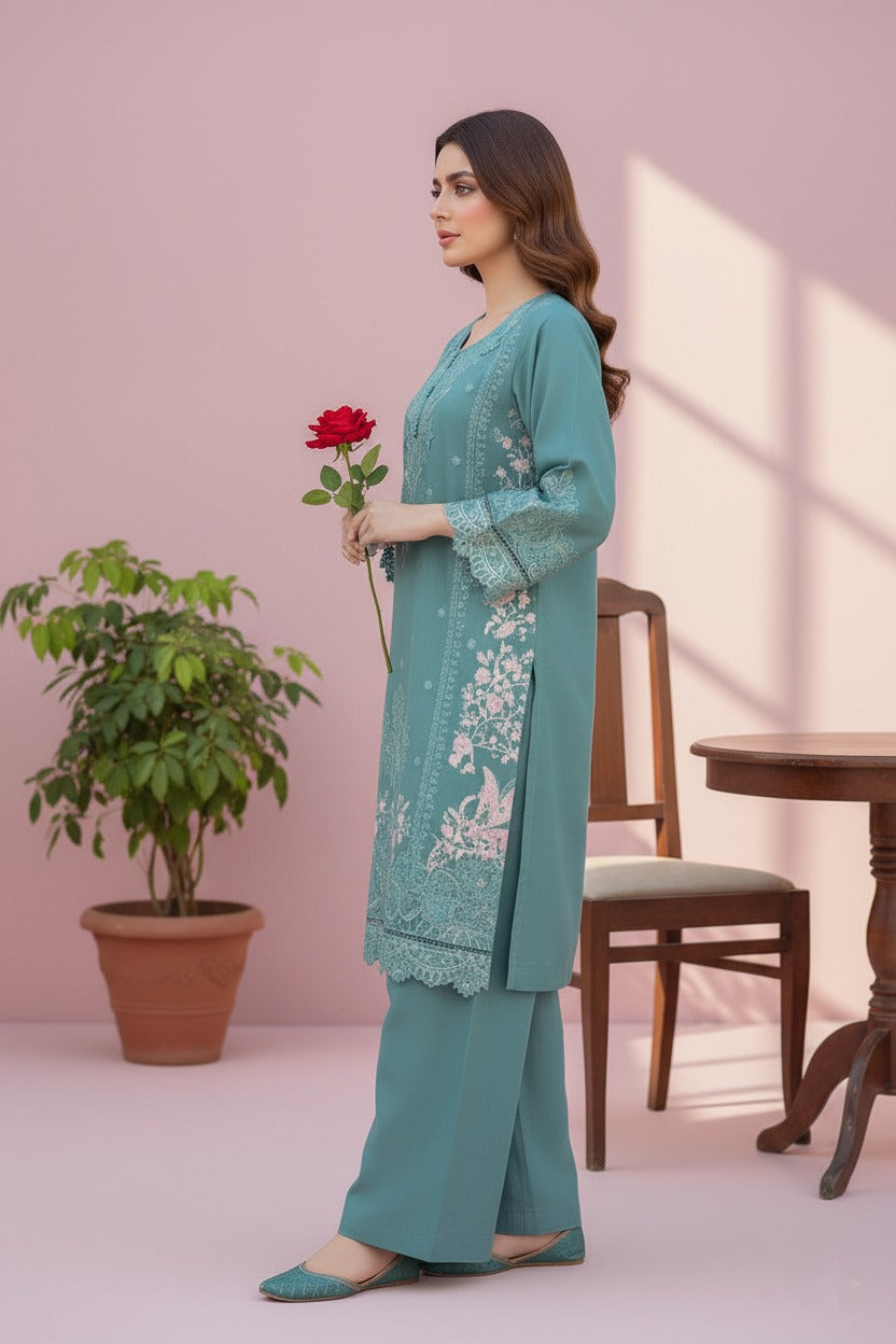 IZZZA 3PC EMBROIDERED WINTER WEAR-DELIVERY 1 WK