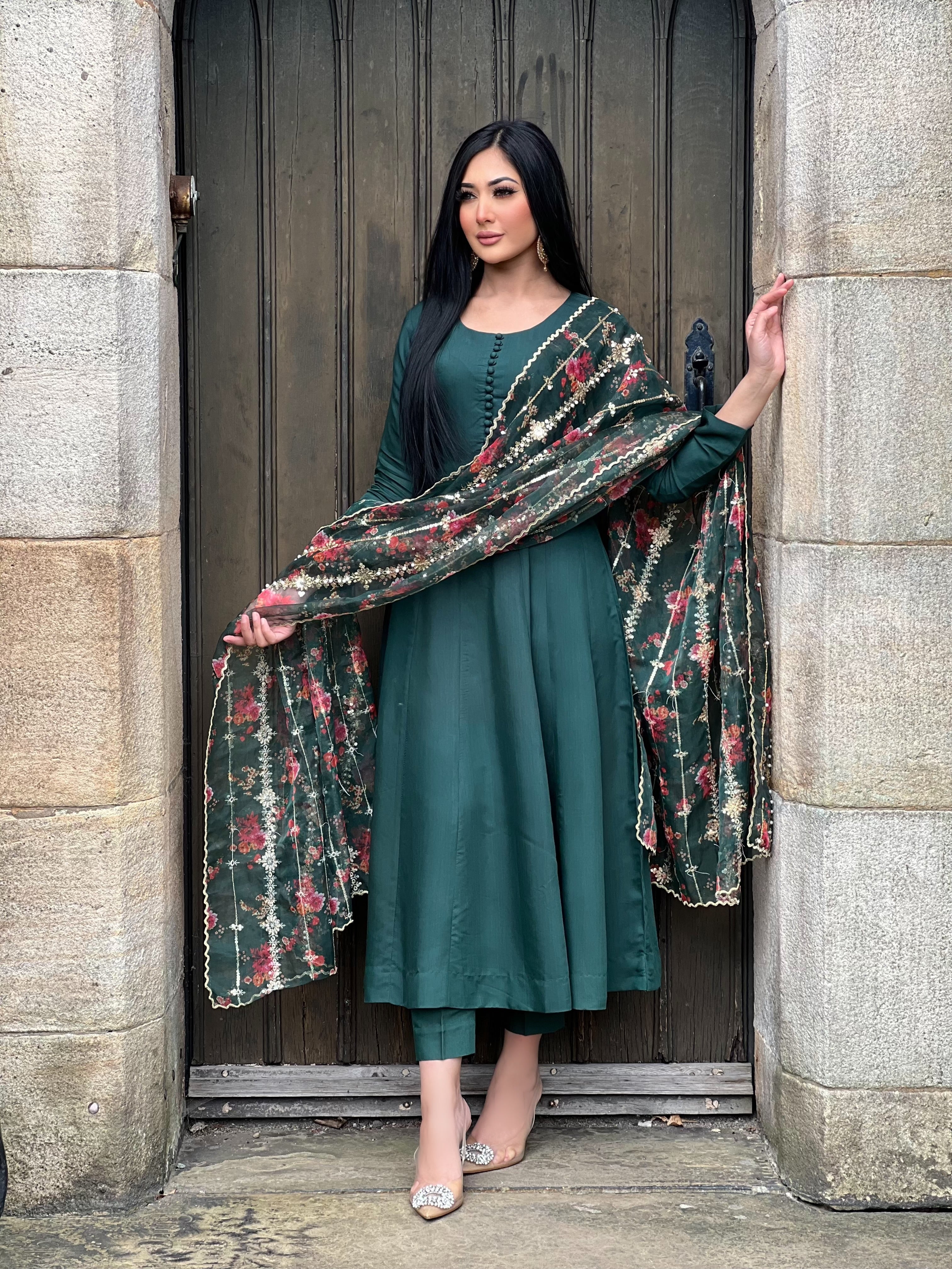 GREEN 3PC DRESS- NEXT DAY DELIVERY OPTION