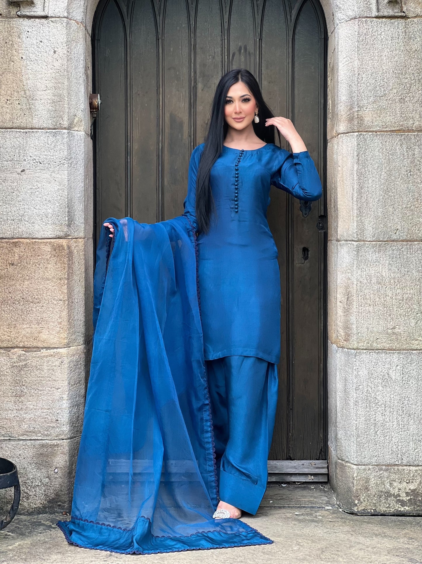 TEAL 3PC FARSHI - DELIVERY 3 WEEKS