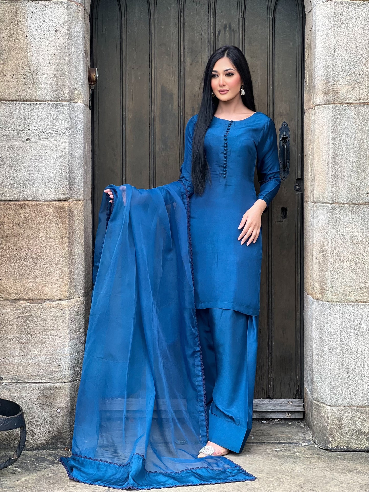 TEAL 3PC FARSHI - DELIVERY 3 WEEKS