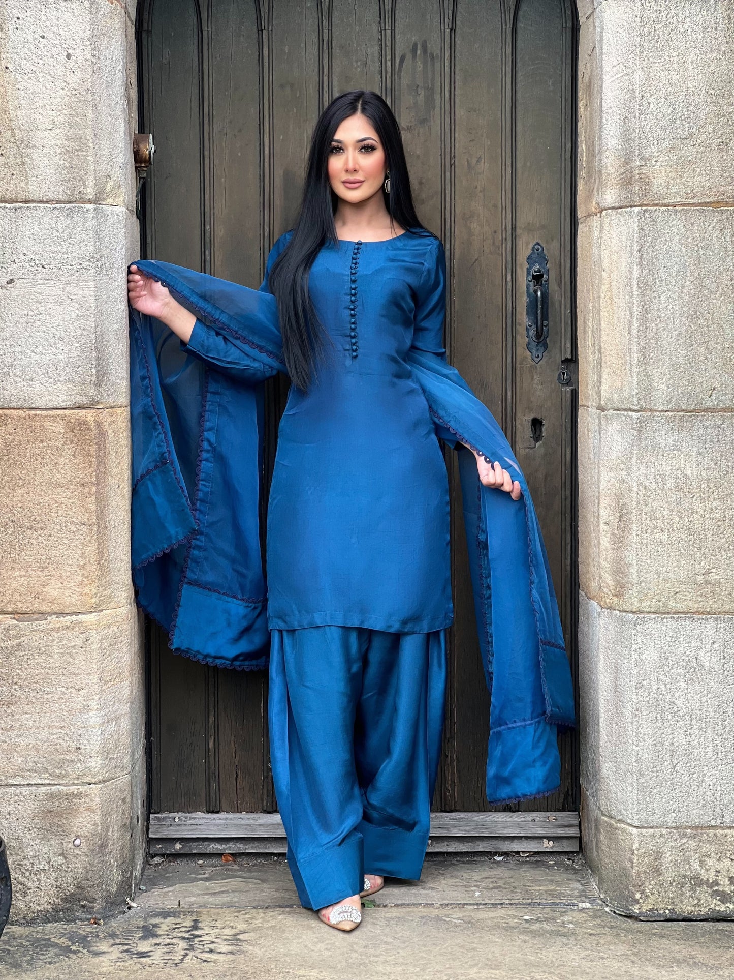 TEAL 3PC FARSHI - DELIVERY 3 WEEKS