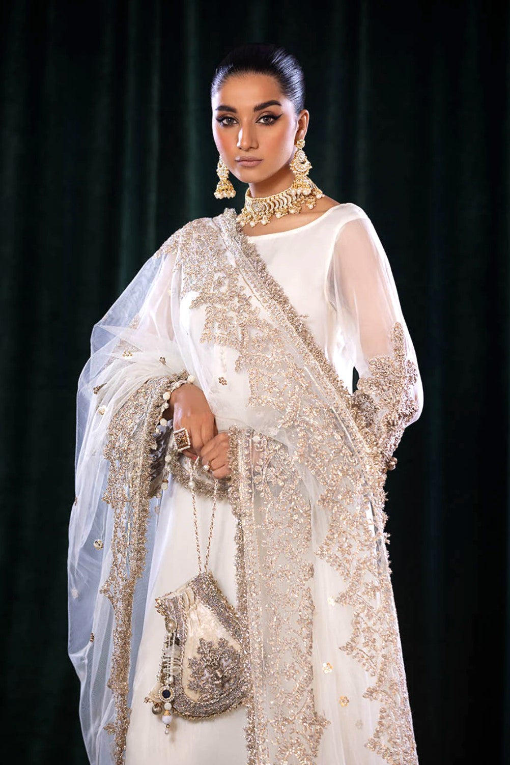 WHITE/GOLD 3PC SHARARA-3/4 WEEKS DELIVERY