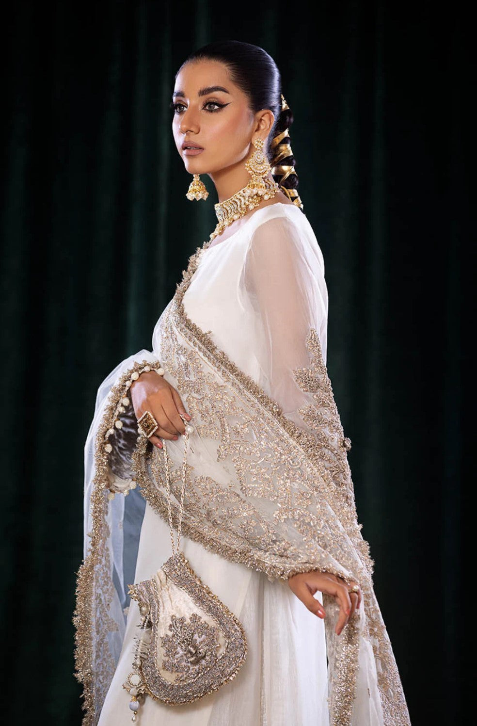 WHITE/GOLD 3PC SHARARA-3/4 WEEKS DELIVERY