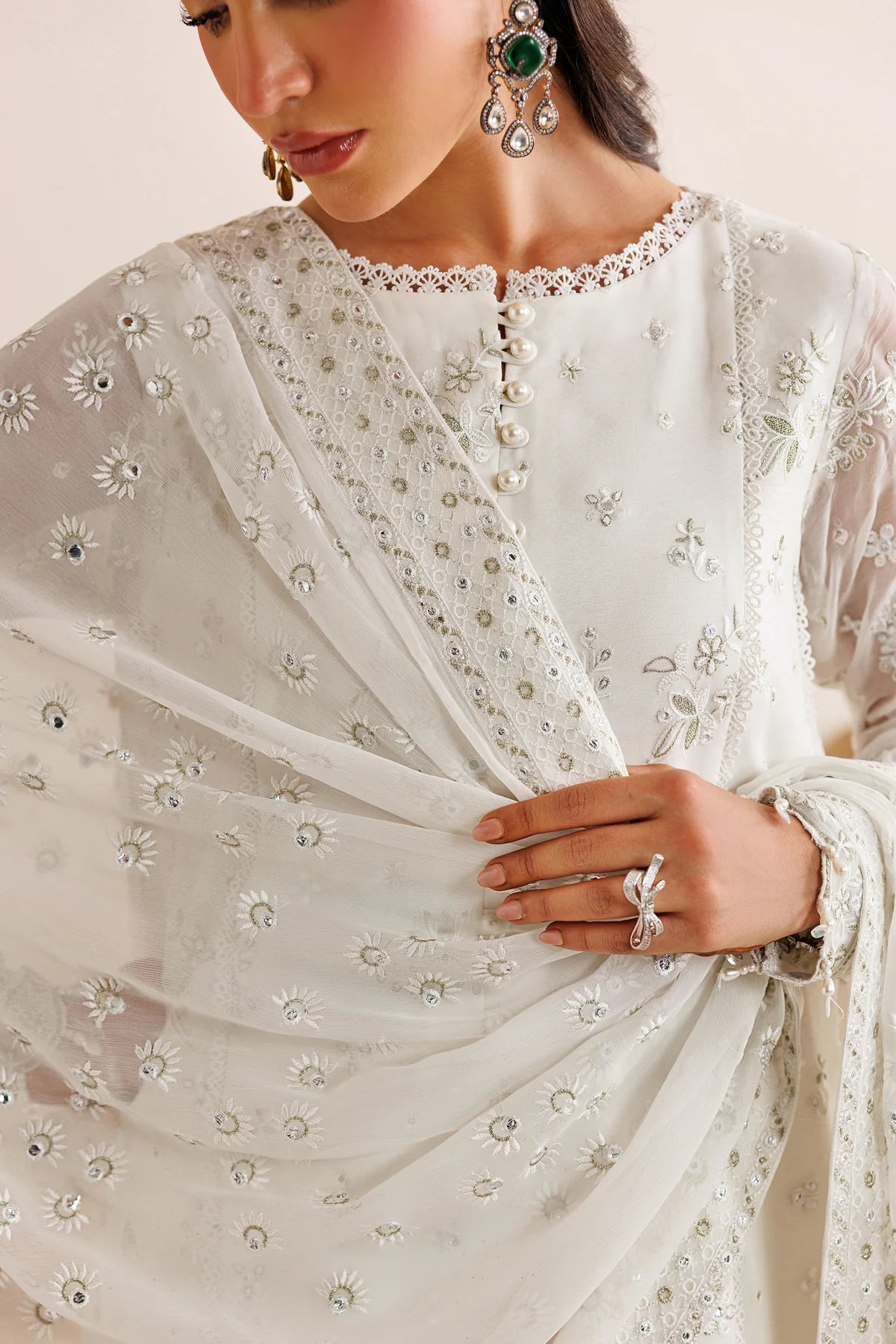 WHITE CHIFFON 3PC LEHENGA - 3/4 WEEKS DELIVERY