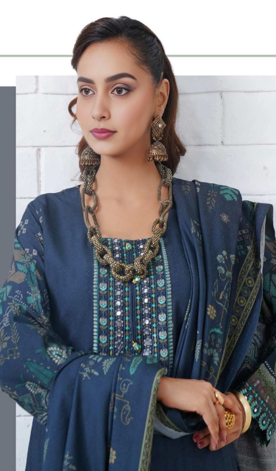 EMBROIDERED 3PC DHANAK-IMMEDIATE DELIVERY