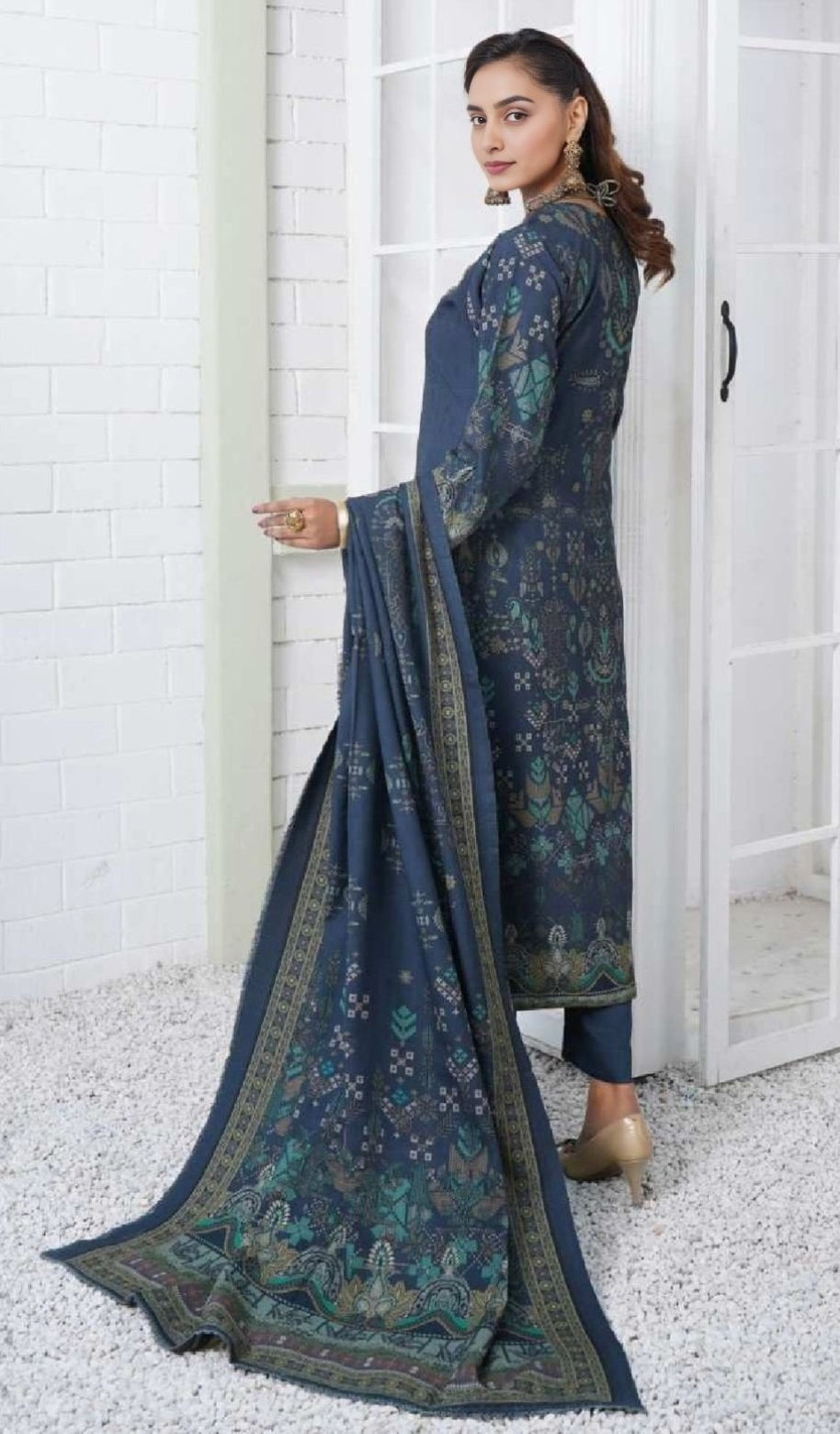 EMBROIDERED 3PC DHANAK-IMMEDIATE DELIVERY