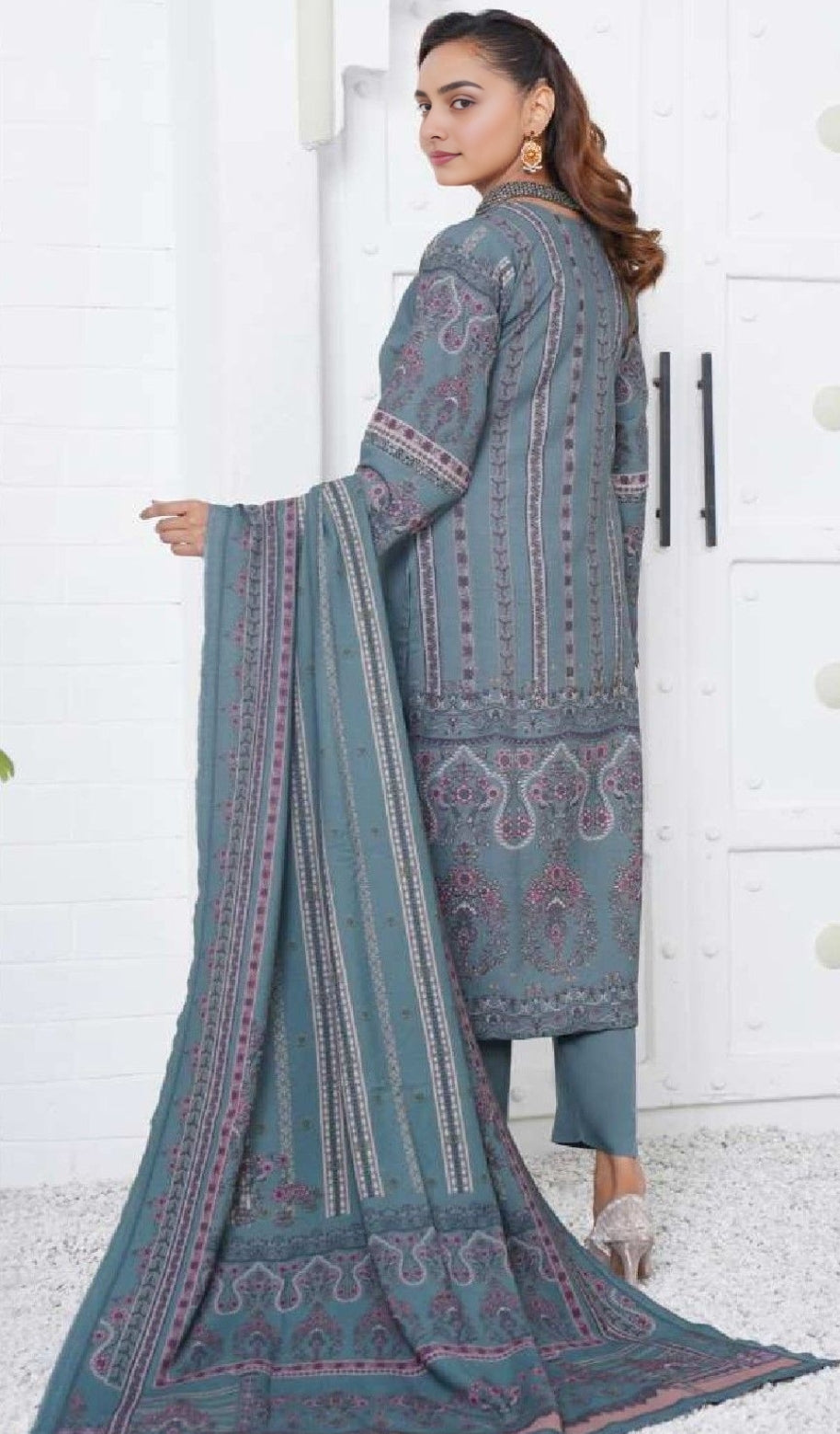 EMBROIDERED 3PC DHANAK-IMMEDIATE DELIVERY