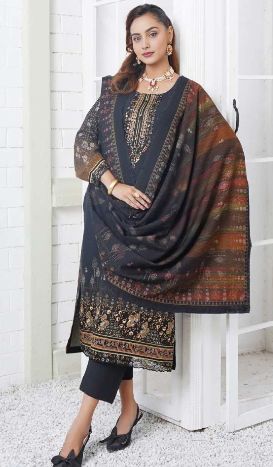 EMBROIDERED 3PC DHANAK-IMMEDIATE DELIVERY