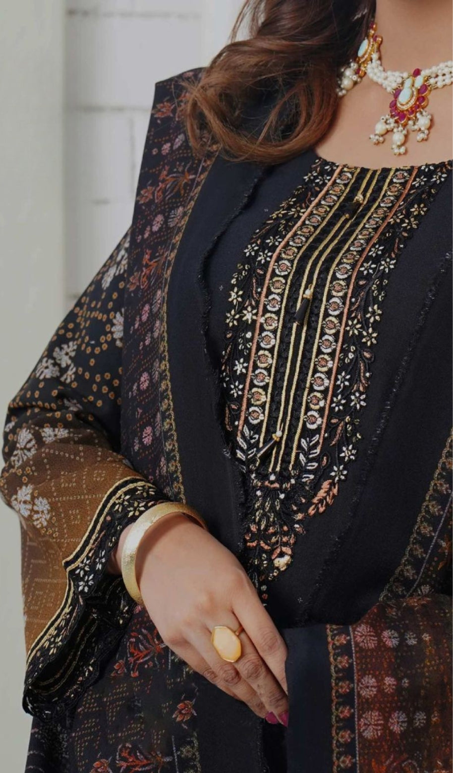 EMBROIDERED 3PC DHANAK-IMMEDIATE DELIVERY