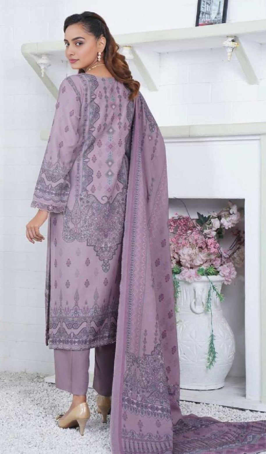 EMBROIDERED 3PC DHANAK-IMMEDIATE DELIVERY