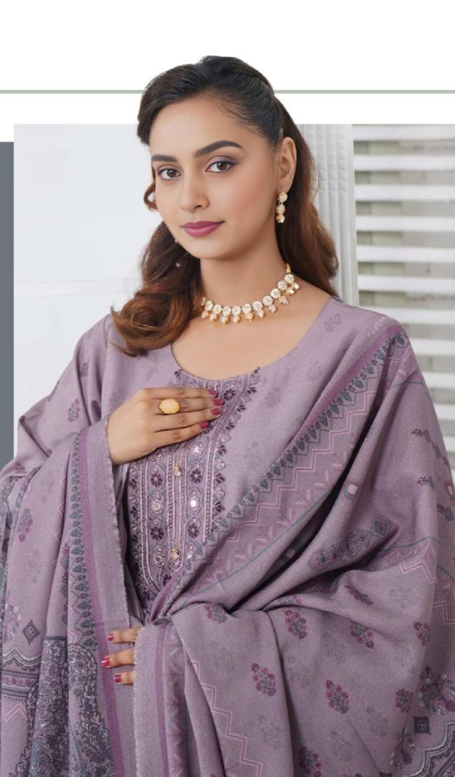 EMBROIDERED 3PC DHANAK-IMMEDIATE DELIVERY